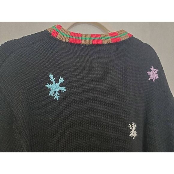 Storybook Knits Vintage Christmas Teddy Bears Ugly Cardigan V Neck Sweater - Picture 10 of 14